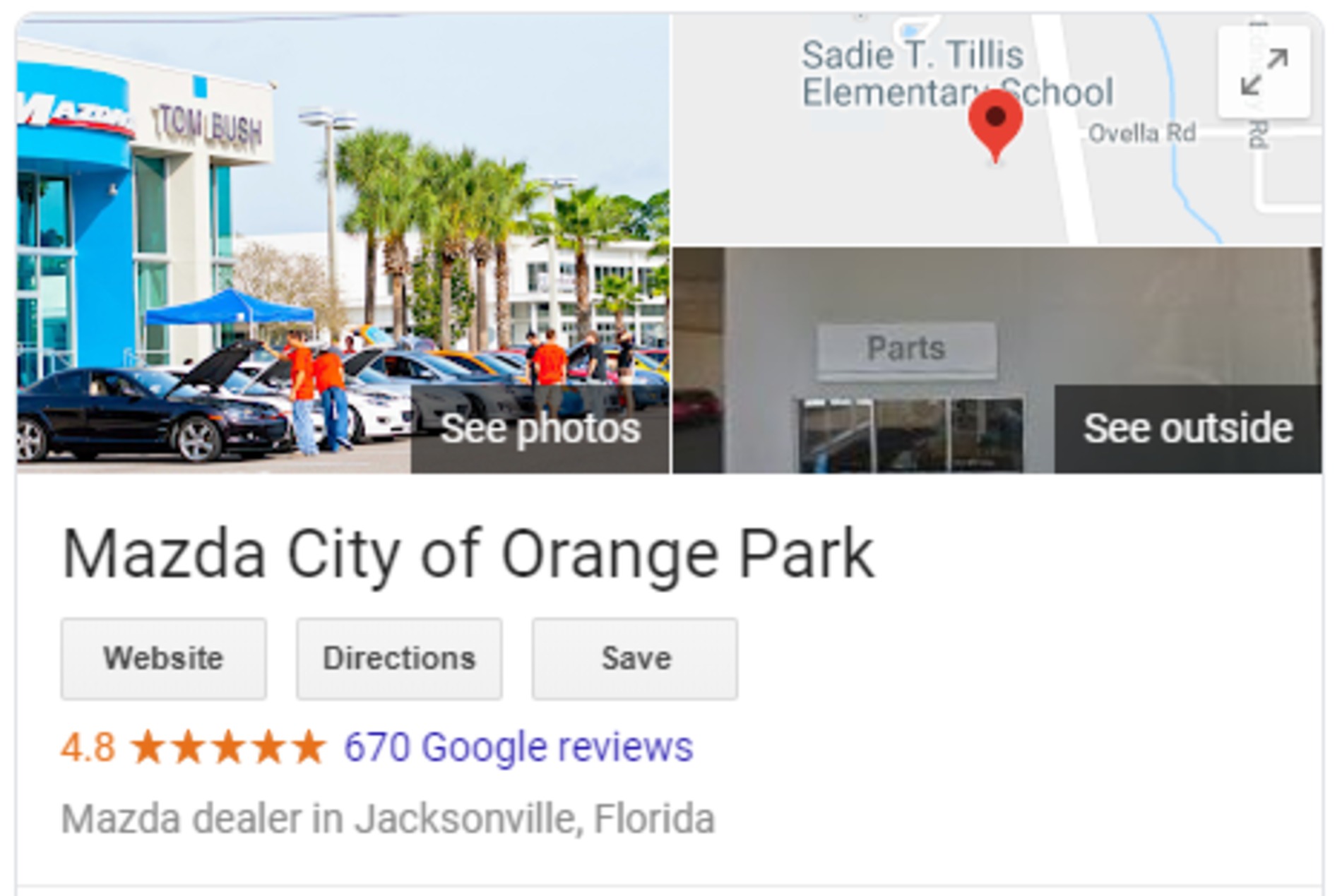 Google review of Orange Park.